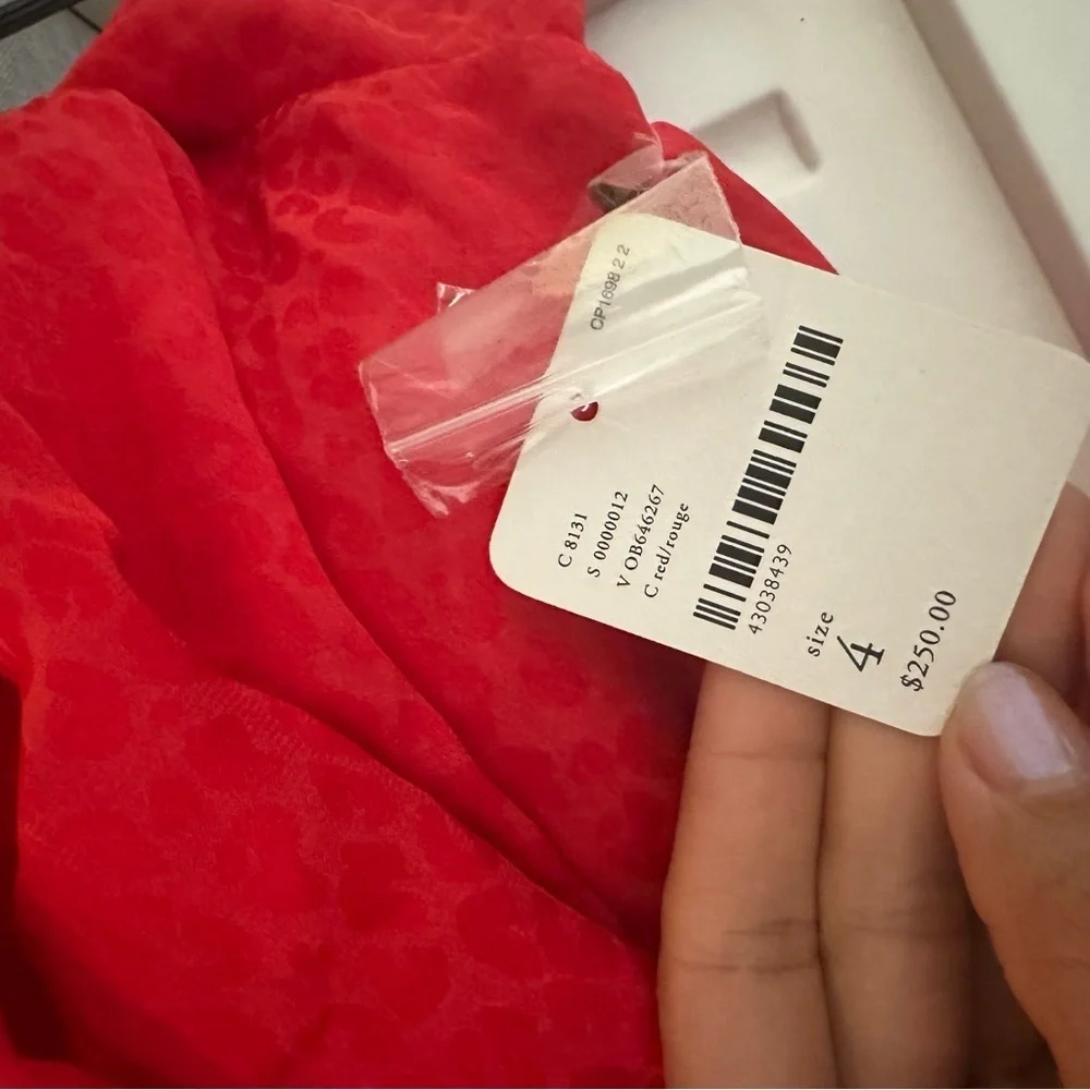 NWT Free People‎ Let's Dance Mini Dress Red Leopard Pleated Print Size 4